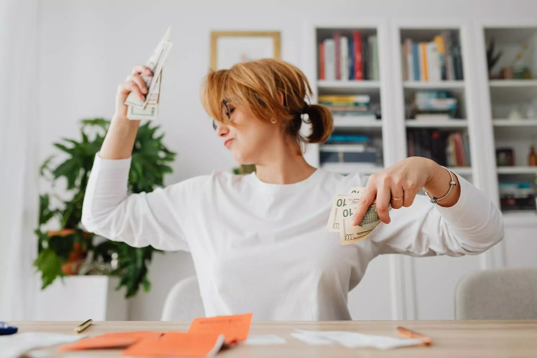 woman holding money