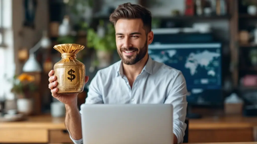 Man holding a bag of money