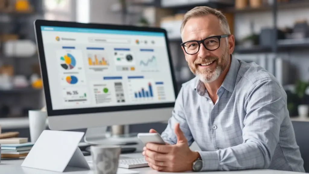 Tariff Proof your life man with a PC screen showing numbers